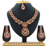 *Бордовое, золотое и красное индийское украшение на шею со стразами