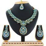 *Золотое и синее индийское украшение на шею со стразами