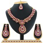 *Золотое и розовое индийское украшение на шею со стразами