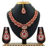 *Бордовое, золотое и красное индийское украшение на шею со стразами