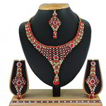 *Бордовое, золотое и красное индийское украшение на шею со стразами