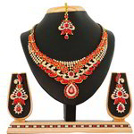 *Бордовое, золотое и красное индийское украшение на шею со стразами