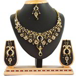 *Чёрное, золотое и серое индийское украшение на шею со стразами