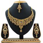 *Золотое индийское украшение на шею со стразами