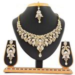 *Молочное и золотое индийское украшение на шею со стразами