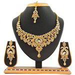 *Золотое индийское украшение на шею со стразами