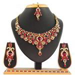 *Бордовое, золотое и красное индийское украшение на шею со стразами