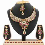 *Разноцветное и золотое индийское украшение на шею со стразами