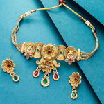 *Разноцветное, цвета меди и золотое медное индийское украшение на шею со стразами, искусственными камнями, перламутровыми бусинками