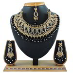 *Чёрное, золотое и серое индийское украшение на шею со стразами