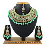 *Золотое и синее индийское украшение на шею со стразами