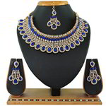 *Золотое и синее индийское украшение на шею со стразами