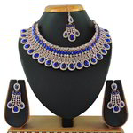 *Золотое и синее индийское украшение на шею со стразами