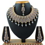 *Чёрное, золотое и серое индийское украшение на шею со стразами