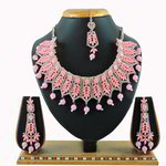 *Золотое и розовое индийское украшение на шею со стразами