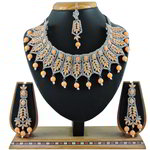 *Золотое и розовое индийское украшение на шею со стразами