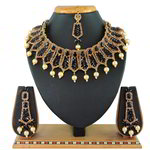 *Чёрное, золотое и серое индийское украшение на шею со стразами