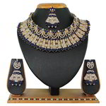 *Золотое и синее индийское украшение на шею со стразами