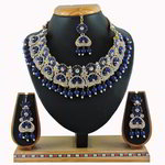 *Золотое и синее индийское украшение на шею со стразами