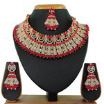 *Бордовое, золотое и красное индийское украшение на шею со стразами