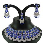 *Золотое и синее индийское украшение на шею со стразами