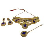 *Золотое и синее индийское украшение на шею со стразами, искусственными камнями