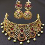 *Разноцветное и золотое индийское украшение на шею со стразами, перламутровыми бусинками