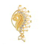 *Молочное и золотое индийское кольцо в нос с перламутровыми бусинками