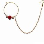 *Молочное и золотое индийское кольцо в нос с перламутровыми бусинками