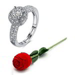 *Серебристое женское индийское кольцо со стразами