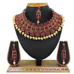 *Золотое и розовое индийское украшение на шею со стразами