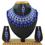 *Золотое и синее индийское украшение на шею со стразами