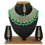 *Зелёное и золотое индийское украшение на шею со стразами