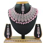 *Золотое и розовое индийское украшение на шею со стразами