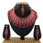 *Золотое и розовое индийское украшение на шею со стразами