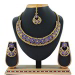 *Золотое и синее индийское украшение на шею со стразами