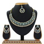 *Золотое и синее индийское украшение на шею со стразами