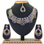 *Золотое и синее индийское украшение на шею со стразами