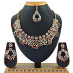 *Бордовое, золотое и красное индийское украшение на шею со стразами