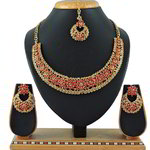 *Бордовое, золотое и красное индийское украшение на шею со стразами