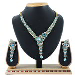 *Золотое и синее индийское украшение на шею со стразами