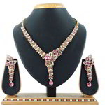 *Золотое и розовое индийское украшение на шею со стразами