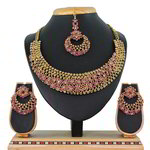 *Золотое и розовое индийское украшение на шею со стразами