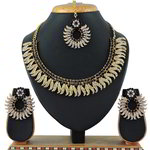 *Чёрное, золотое и серое индийское украшение на шею со стразами