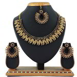 *Чёрное, золотое и серое индийское украшение на шею со стразами