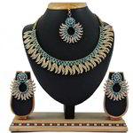 *Золотое и синее индийское украшение на шею со стразами