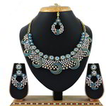 *Золотое и синее индийское украшение на шею со стразами