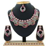 *Золотое и розовое индийское украшение на шею со стразами