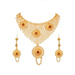 Коричневое и золотое индийское украшение на шею со стразами