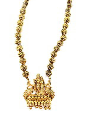 Золотой индийский кулон на шею с бисером